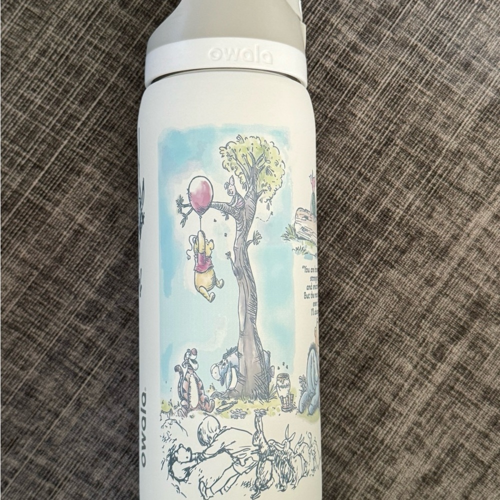 Owala White Water Bottle with Cartoon Design